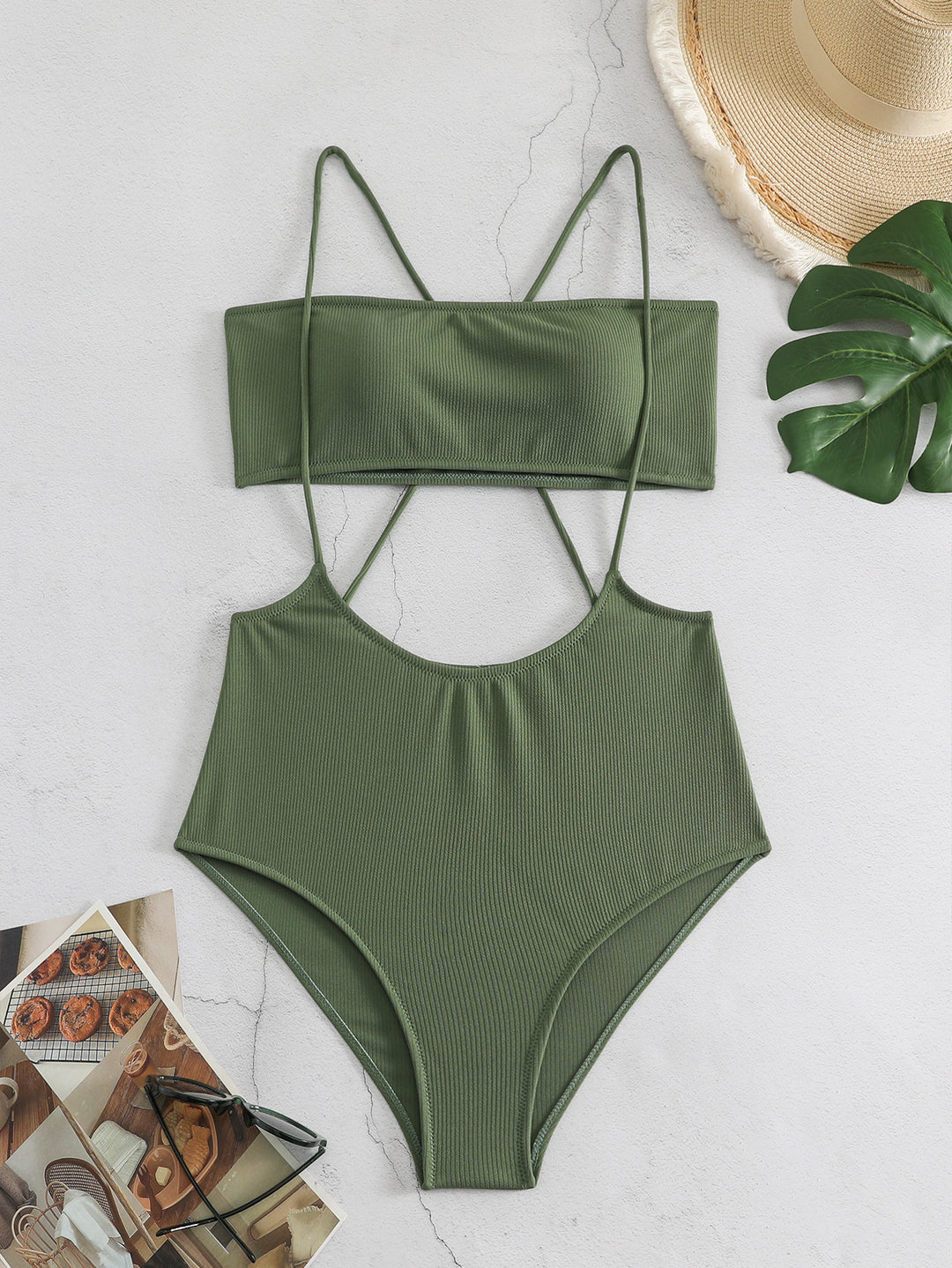 Damen Sportlicher Hochgeschnittener Bikini EB