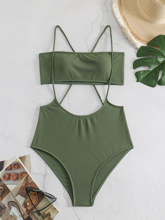 Damen Sportlicher Hochgeschnittener Bikini EB