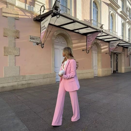 Damen Elegante, weite Palazzo-Hose aus fließendem Material mit elastischem Bund EB