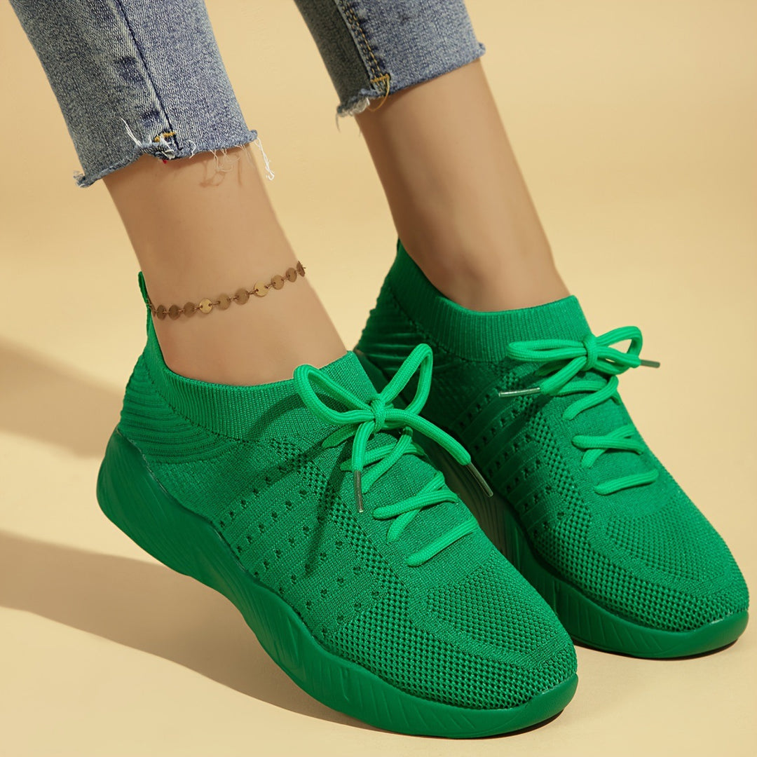 Damen nan gestrickte Slip-On Sneaker mit Memory-Fußbett und rutschfester Wellenlaufsohle EB
