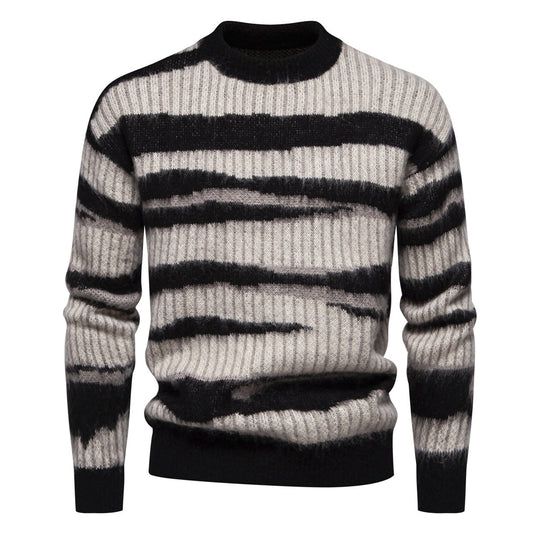 Herren modischer Strickpullover mit einzigartigem Streifenmuster EB