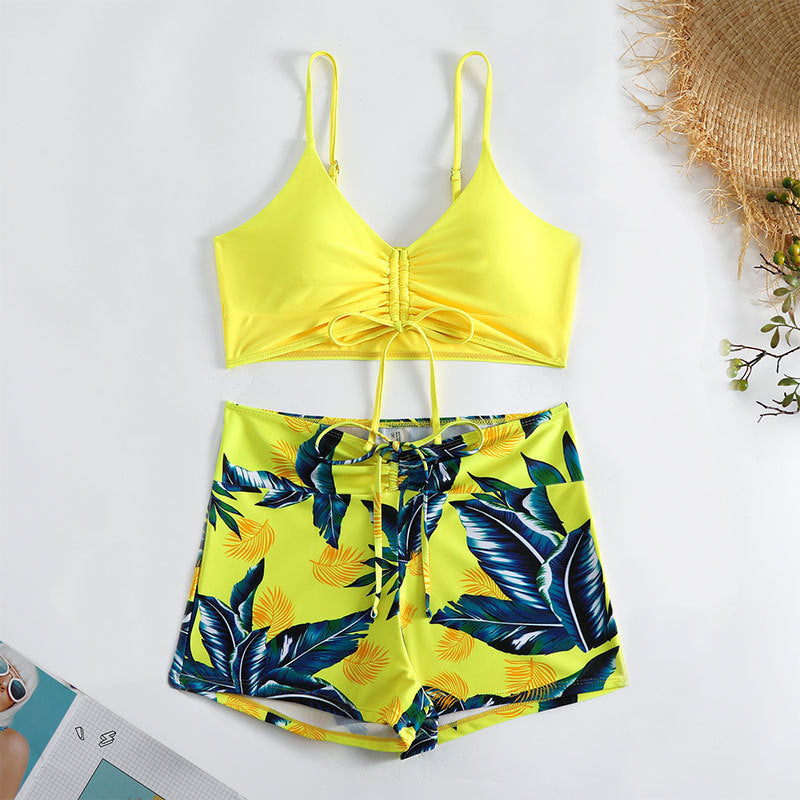 Damen Zweiteiliges Badeset mit verstellbarem Bustier und Shorts EB