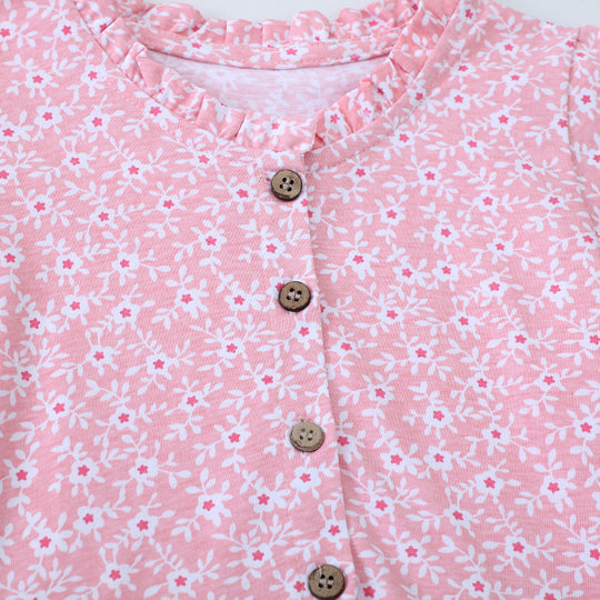 Mädchen Freizeitkleid mit floralem Design und Knopfdetails EB