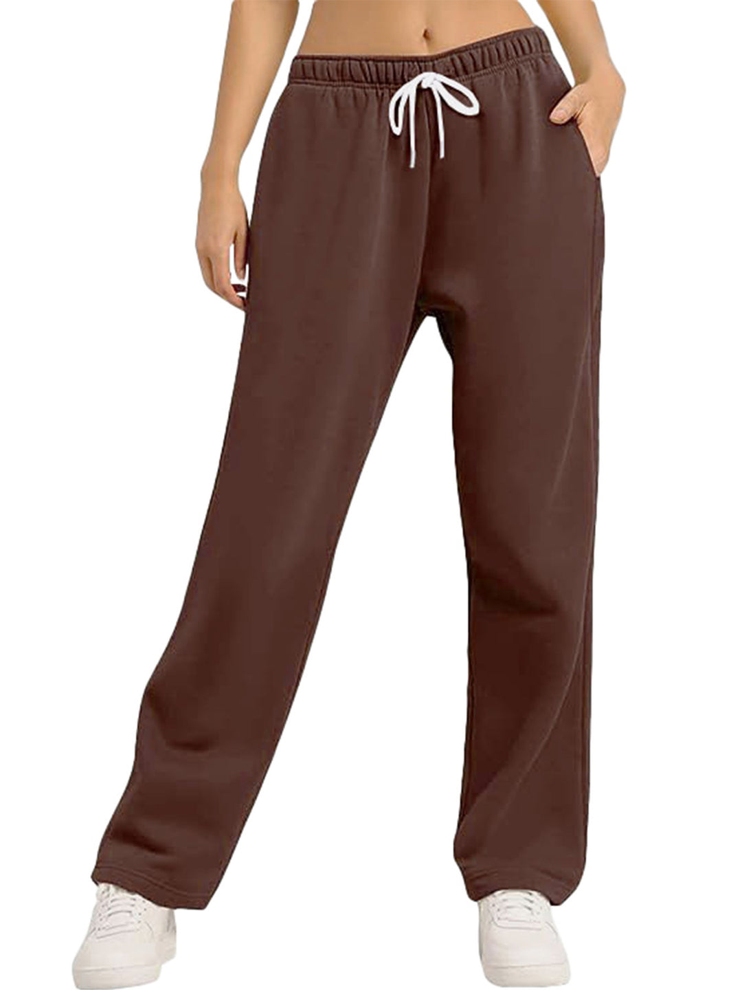 Damen bequeme Sporthose mit elastischem Bund und seitlichen Taschen EB