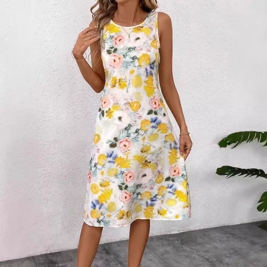 Damen Blumendesign Sommerkleid EB