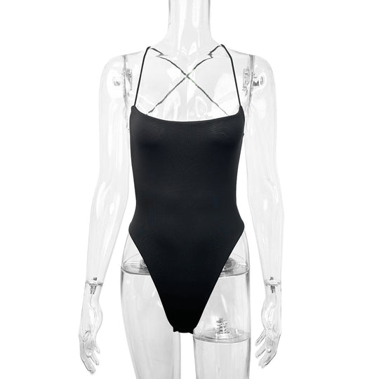 Damen Body mit tiefem Ausschnitt und schmalen Trägern EB
