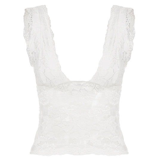 Damen-Spitzen-Cami-Top mit tiefem V-Ausschnitt und verführerischem Design EB