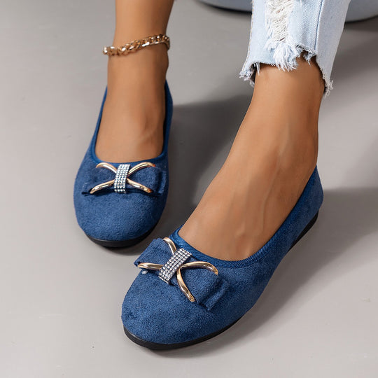 Damen elegante Ballerinas mit funkelndem Schleifen-Detail EB