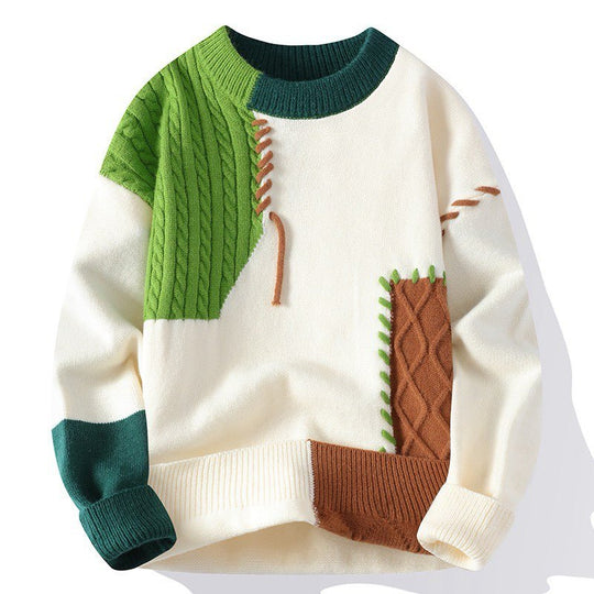 Unisex nan strukturierter Oversize-Strickpullover mit Zopfmuster und dekorativer Steppnaht EB