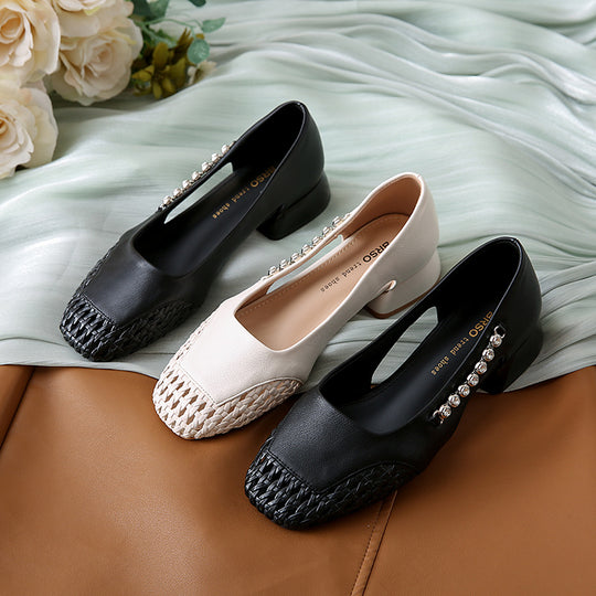 Damen Ballerinas mit glänzenden Applikationen und stilvollem Flechtmuster EB