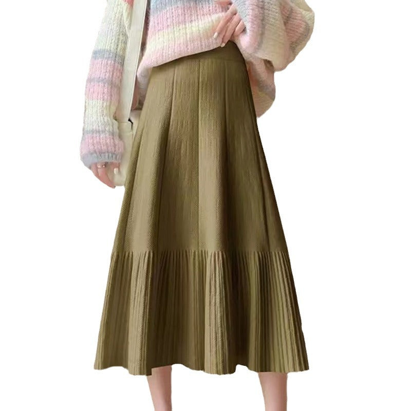 Damen Plissierter Maxirock mit ausgestelltem Saum und hohem Bund EB