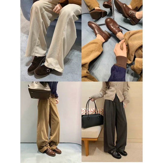 Damen elegante Mokassins mit doppeltem Schnallenverschluss EB
