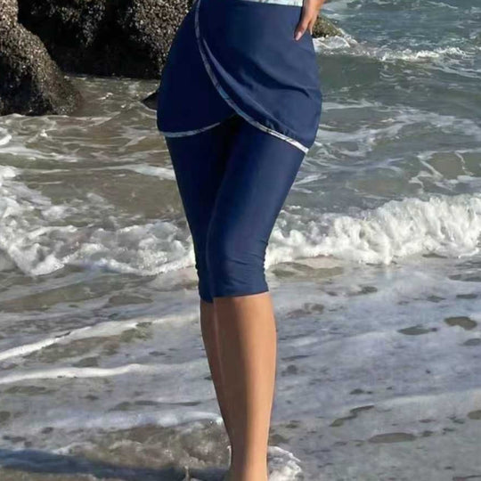 Damen Modischer UV-Schutz-Schwimmanzug mit asymmetrischem Schnitt EB