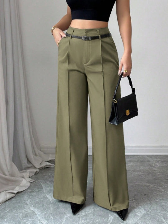 Damen elegante weite Hose mit Bindegürtel EB
