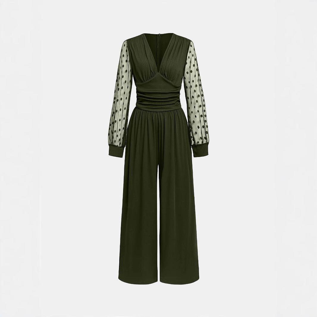 Damen Overall mit transparenten Puffärmeln EB
