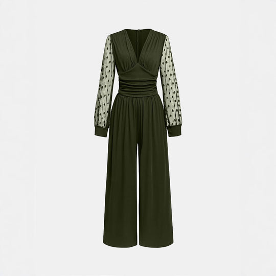 Damen Overall mit transparenten Puffärmeln EB