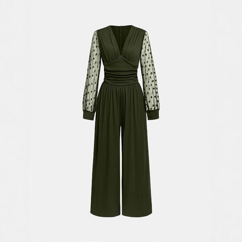 Damen Overall mit transparenten Puffärmeln EB