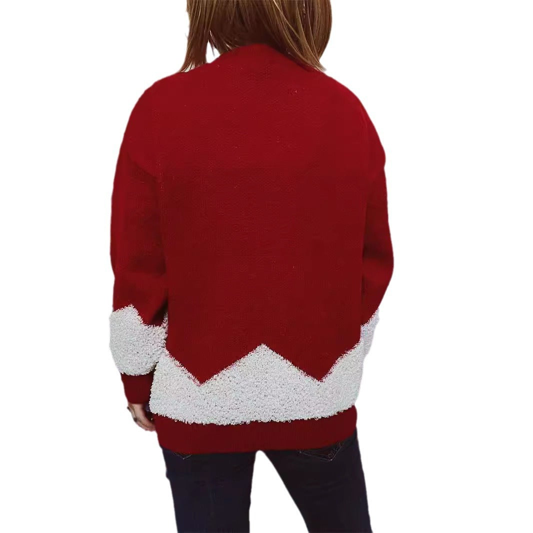 Damen Weihnachts-Pullover mit glitzerndem Baum-Motiv und kuscheliger Struktur EB