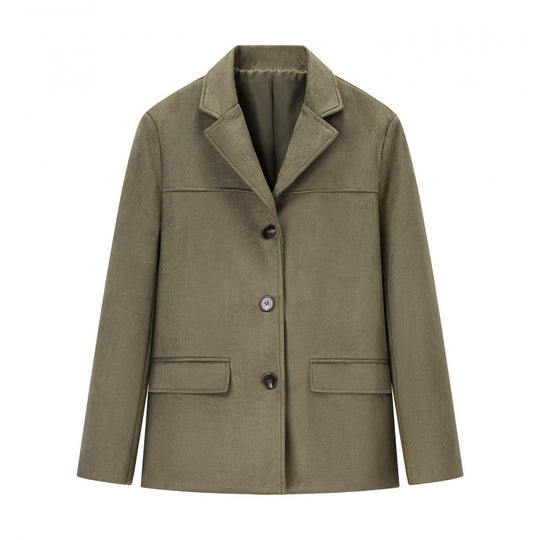 Damen klassische Blazerjacke aus weichem Material mit aufgesetzten Taschen EB