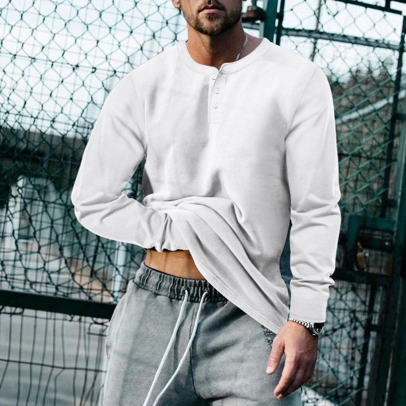 Herren Langarmshirt mit Knopfleiste und modischem Schnitt EB