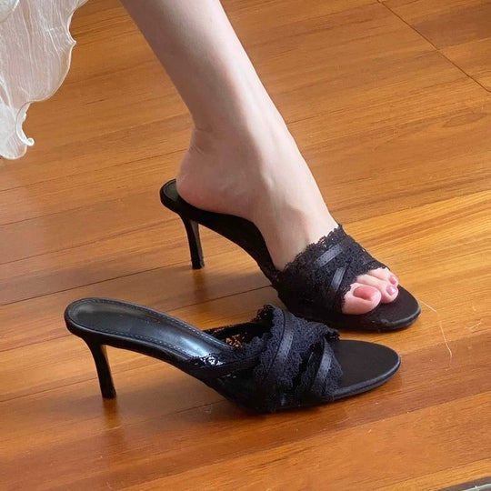 Damen Elegante Slingback-Sandaletten mit zarten Spitzenakzenten EB