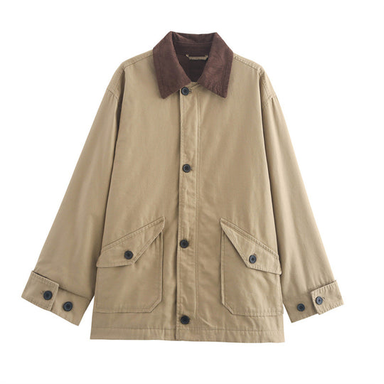 Damen Oversized Utility-Jacke mit weitem Schnitt und praktischen Taschen EB