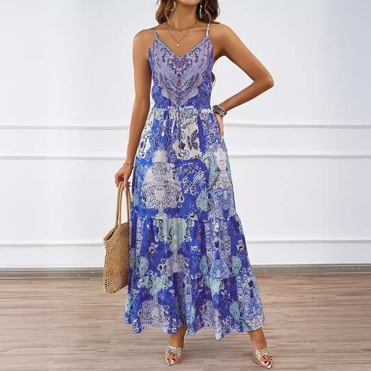 Damen Maxikleid mit verspieltem Muster und fließendem Schnitt EB