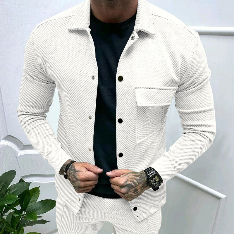 Herren modisches Oberhemd aus strukturiertem Stoff mit praktischem Taschen-Design EB