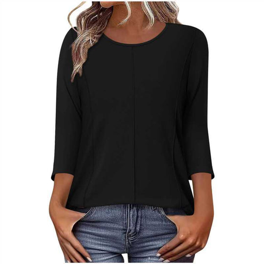 Damen nan lässiges Shirt mit dreiviertelärmeln und dekorativer Mittelnaht EB