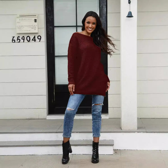Damen Oversized Strickpullover mit Struktur und weitem Schnitt EB