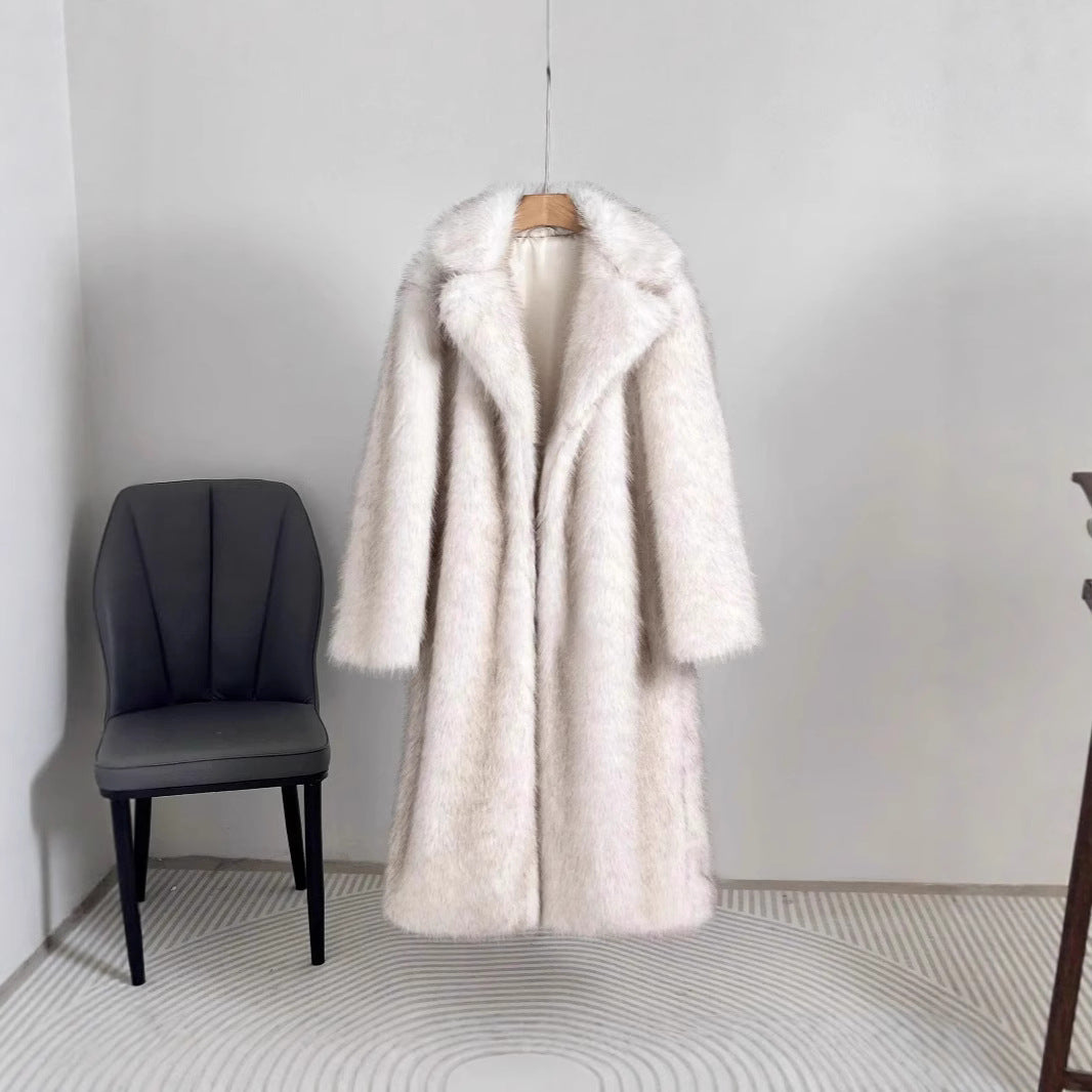 Damen Luxus Kunstfell Mantel EB