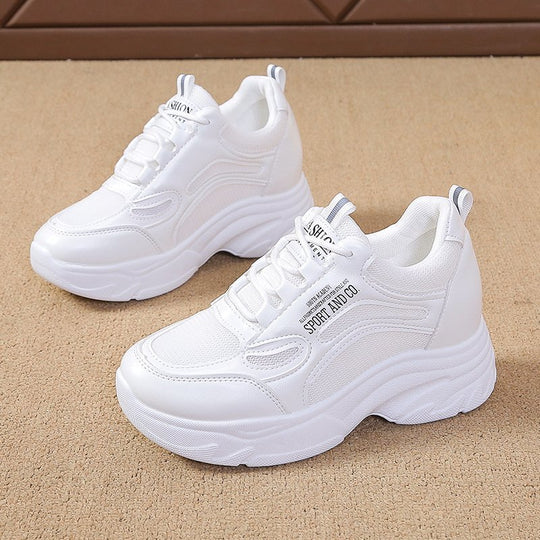 Damen Sportliche Sneakers mit hoher Sohle und atmungsaktiver Mesh-Oberfläche EB