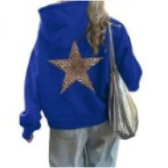 Damen Kapuzenpullover mit glitzerndem Sternmotiv EB