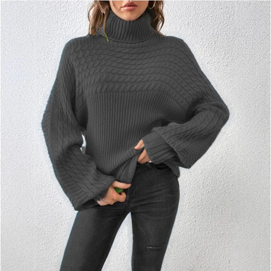 Damen Gemütlicher Rollkragenpullover mit strukturiertem Design EB