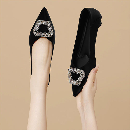 Damen Elegante und modische Ballerinas mit funkelndem Schmuckdetail EB