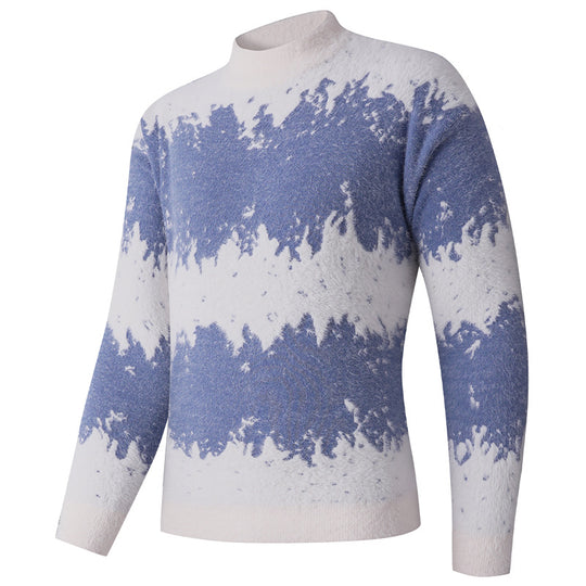 Damen kreativer Strickpullover mit hohem Kragen und einzigartigem Muster EB