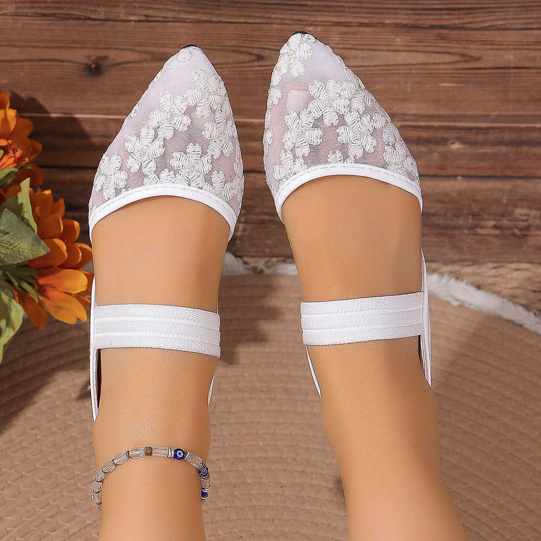 Damen Elegante und filigrane Ballerinas mit floralem Design EB