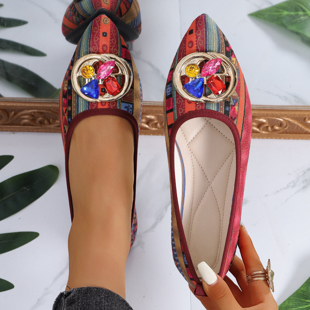 Damen elegante Ballerinas mit funkelndem Schmuckdetail EB
