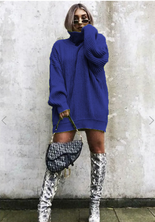 Damen Oversized Strickpullover im modernen Waffelmuster EB