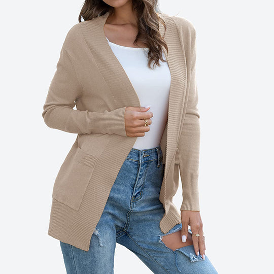 Damen Langärmliger Strickmantel EB