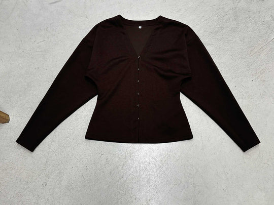 Damen nan taillierte Feinstrickcardigan mit V-Ausschnitt und Häkchenverschluss EB