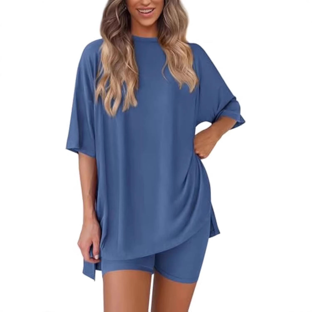 Damen lässiges Sport-T-Shirt mit Shorts im Set EB
