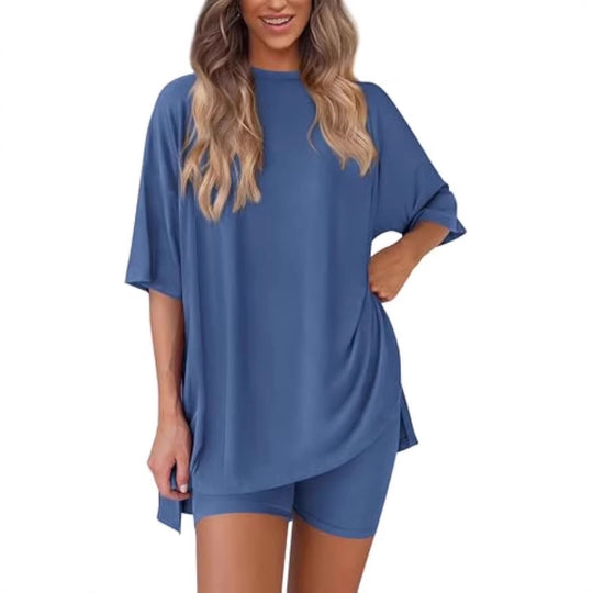 Damen lässiges Sport-T-Shirt mit Shorts im Set EB