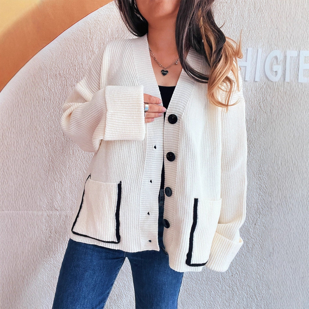 Damen Strickjacke mit eleganten Taschen und strukturiertem Design EB
