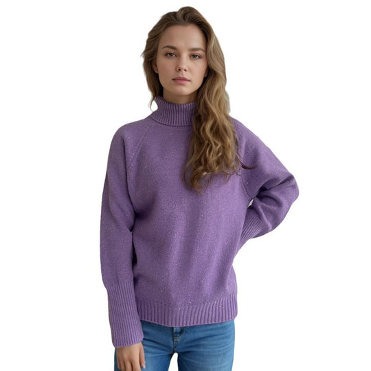 Damen Rollkragenpullover mit strukturiertem Design und Glitzerakzenten EB