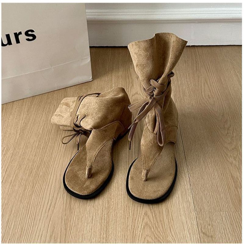 Damen modische Zehentrenner-Sandalen mit hohem Raffungseffekt EB