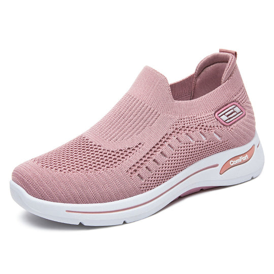 Damen nan ultraleichter gestrickter Slip-On Walking-Sneaker mit nahtlosem Sockenschaft und dämpfender EVA-Comfort-Zwischensohle EB