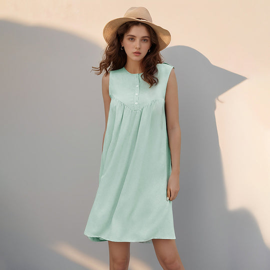 Damen Sommerkleid mit eleganter Knopfleiste und luftiger Silhouette EB