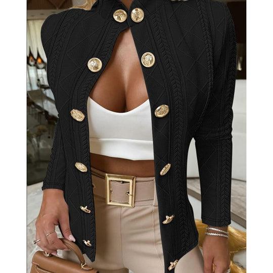 Damen Elegante und modische Strickjacke mit dekorativen Knöpfen EB