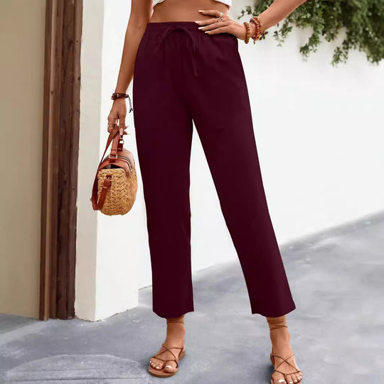 Damen lässige Chino-Hose mit elastischem Bund EB